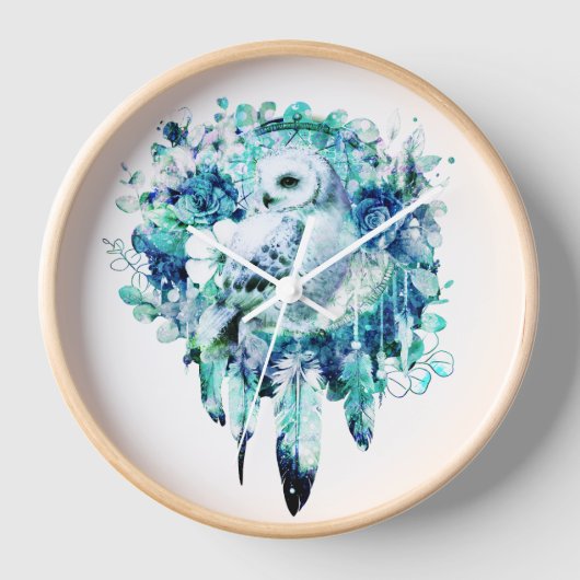 Schneehuhn Dreamcatcher Grün und Aquamarin blaue B Uhr (Vorderseite)