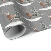 Schneehuhn und Kiefernbaum Geschenkpapier (Rolleneckpunkt)