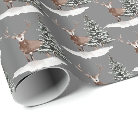 Schneehuhn und Kiefernbaum Geschenkpapier (Rolleneckpunkt)