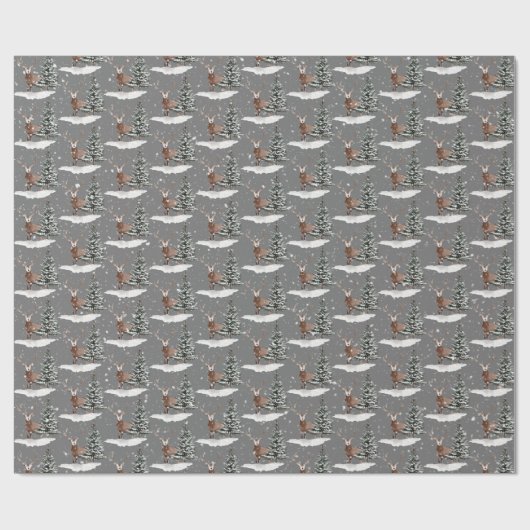 Schneehuhn und Kiefernbaum Geschenkpapier (Flach)