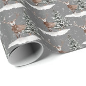 Schneehuhn und Kiefernbaum Geschenkpapier (Rolleneckpunkt)