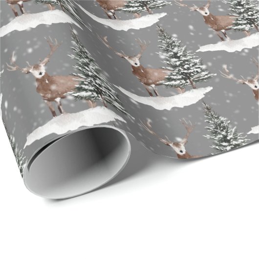 Schneehuhn und Kiefernbaum Geschenkpapier (Rolleneckpunkt)