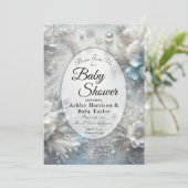 Schneehühnchen in Frozen Blütendusche Einladung (Stehend Vorderseite)