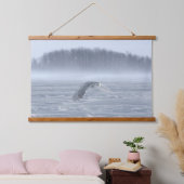 Schneehühner fliegen im Winter Wandteppich Mit Holzrahmen (Schlafzimmer)