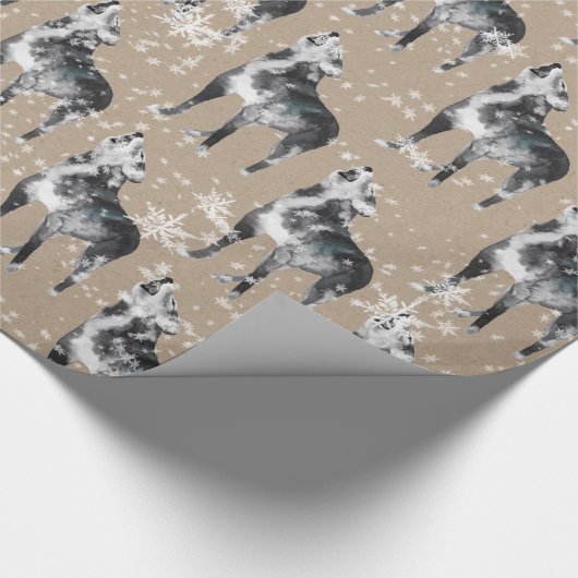 Schneehuhwinterwölfe - Wölf Kraft Papier Wrapper Geschenkpapier (Ecke)