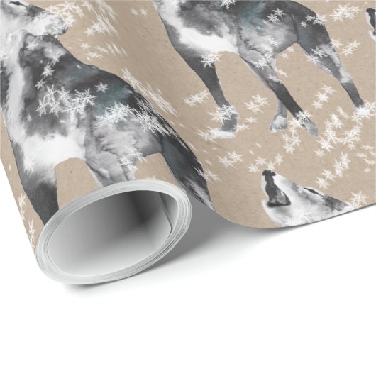Schneehuhwinterwölfe - Wölf Kraft Papier Wrapper Geschenkpapier (Rolleneckpunkt)