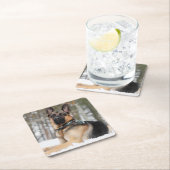 Schneehund Rechteckiger Pappuntersetzer (Vor Ort)