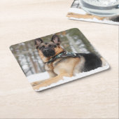 Schneehund Rechteckiger Pappuntersetzer (angewinkelt)