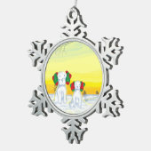 Schneehund Schneeflocken Zinn-Ornament (Rechts)
