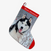 Schneehusky Großer Weihnachtsstrumpf (Vorderansicht (hängend))