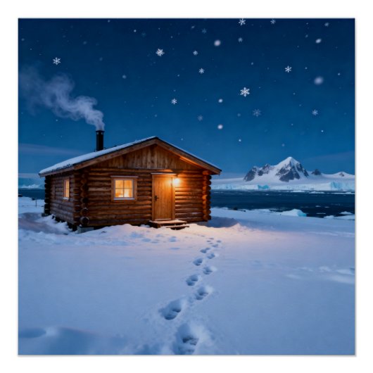 Schneehütte Blockhütte Poster (Vorderseite)