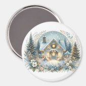 Schneehütte-Glüh-Szene Magnet (Vorderseite/Rückseite)