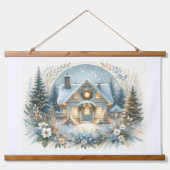 Schneehütte-Glüh-Szene Wandteppich Mit Holzrahmen (Vorne)