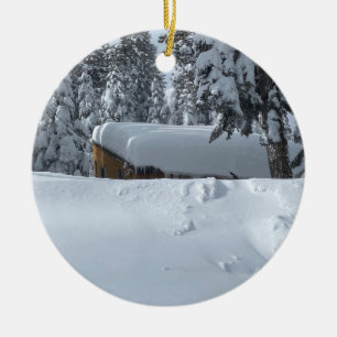 Schneehütte Keramik Ornament