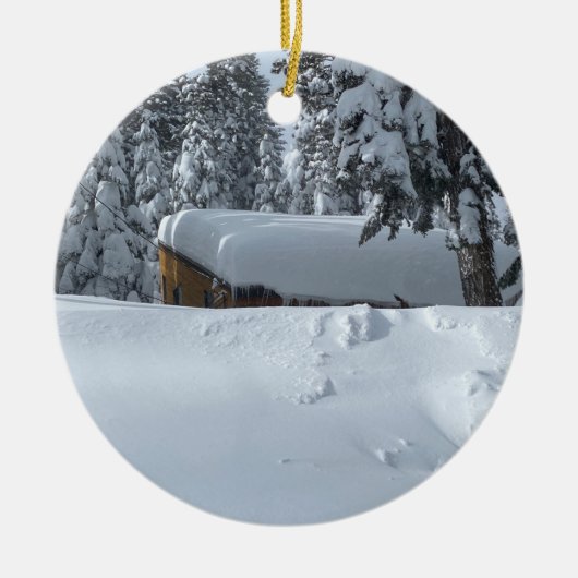 Schneehütte Keramik Ornament (Vorne)