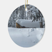 Schneehütte Keramik Ornament (Links)