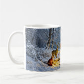 Schneehütte mit Eule, Hirsch und Fuchs Kunstwerk Kaffeetasse (Links)