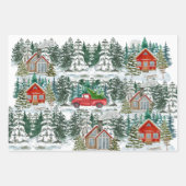Schneehütten und roter LKW Geschenkpapier Set (Vorderseite)