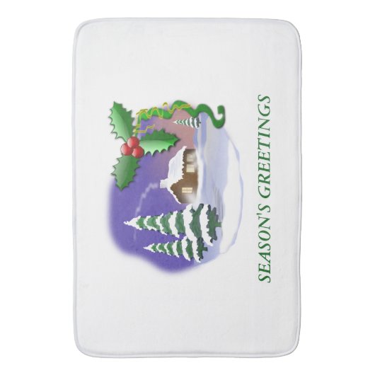 Schneekabine mit Bäumen große Badematte (Vorderseite Vertikal)