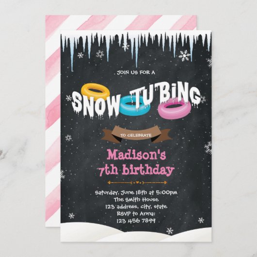 Schneekanal Geburtstagseinladung Einladung (Vorne/Hinten)