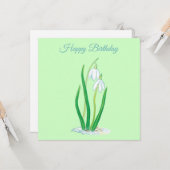 Schneekanonen (Galanthus) Illustration Geburtstag Karte (Vorderseite/Rückseite Beispiel)