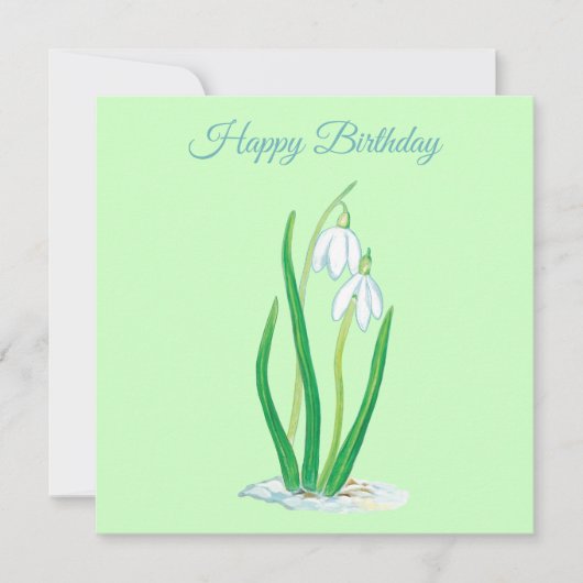 Schneekanonen (Galanthus) Illustration Geburtstag Karte (Vorderseite)