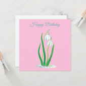 Schneekanonen (Galanthus) Illustration Geburtstag Karte (Vorderseite/Rückseite Beispiel)