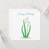 Schneekanonen (Galanthus) Illustration Geburtstag Karte (Vorderseite/Rückseite Beispiel)