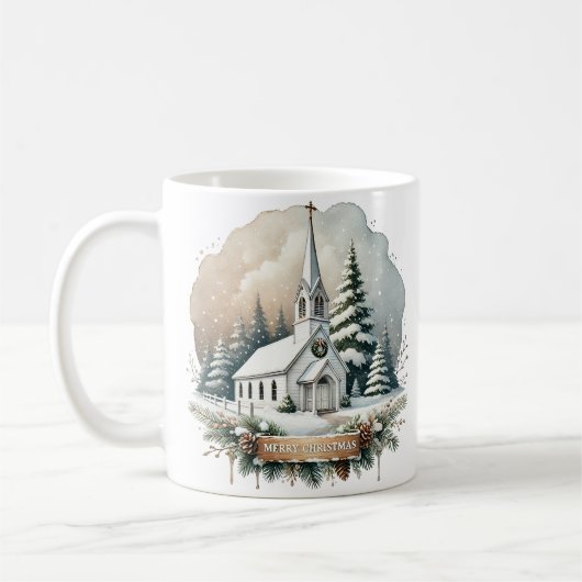 Schneekapelle | Glühende Weihnachtslandschaft Kaffeetasse (Links)
