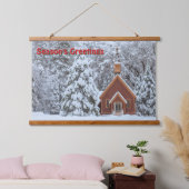Schneekapelle im Winter Landschaftswechsel Tapisse Wandteppich Mit Holzrahmen (Schlafzimmer)