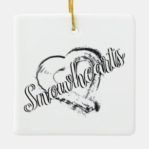 Schneekarten-Ornament Mondherzen Keramikornament
