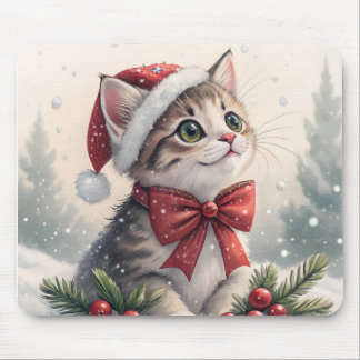 Schneekätzchen-Weihnachten-Mauspad Mousepad