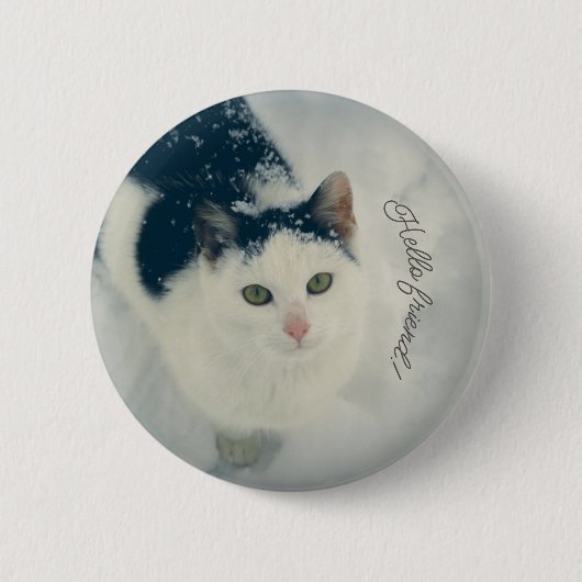 Schneekatze Button (Vorderseite)