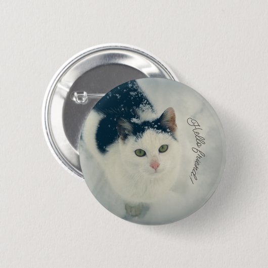 Schneekatze Button (Vorne & Hinten)
