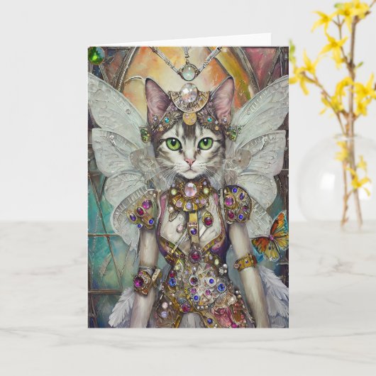 Schneekatze der Schmetterlingspugel-Brigade Karte (Gelbe Blume)