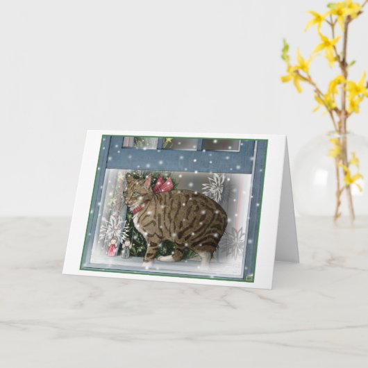 Schneekatze Karte (Gelbe Blume)