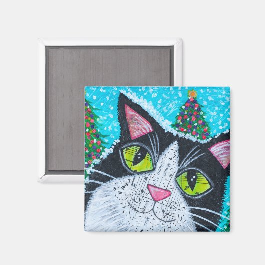 Schneekatze Magnet (Vorderseite/Rückseite)