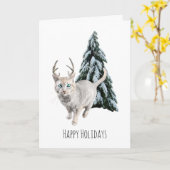 Schneekatze mit Baumweihnachtskarte Karte (Gelbe Blume)