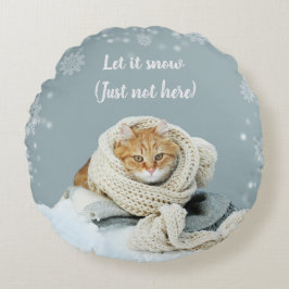 Schneekatze, Rundwurfkissen Rundes Kissen