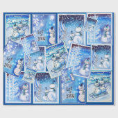 Schneekatzen Geschenkpapier (Flach)