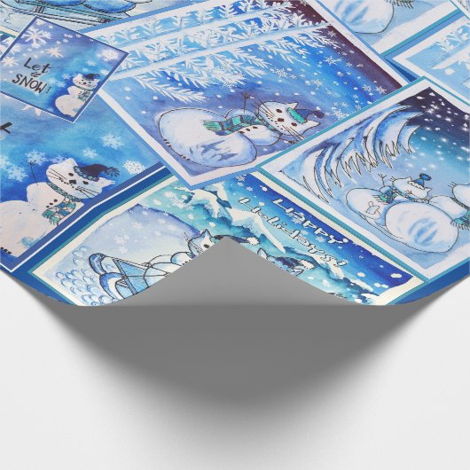 Schneekatzen Geschenkpapier (Ecke)