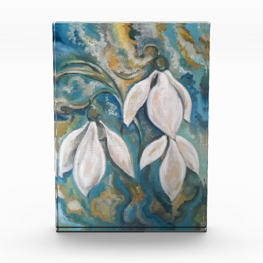 Schneekatzen im smaragdgrünen Garten Fotoblock (Vorderseite)