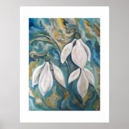 Schneekatzen im smaragdgrünen Garten Poster