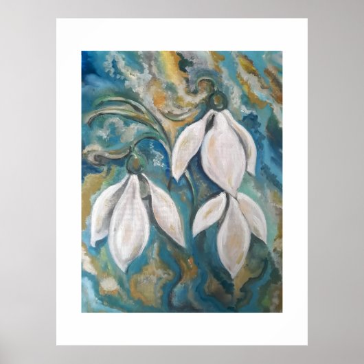 Schneekatzen im smaragdgrünen Garten Poster (Vorne)