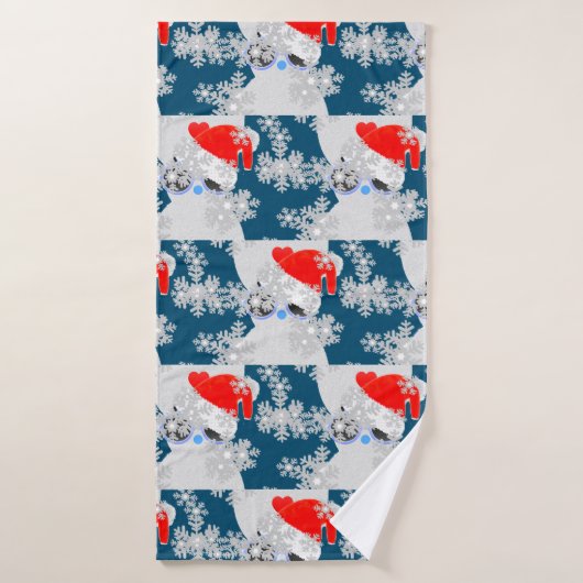 Schneekatzen Weihnachtshandtücher Set (Badehandtuch)