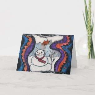Schneekatzengrüßkarte Feiertagskarte