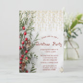 Schneekiefern Branches Lights Company Weihnachten Einladung (Stehend Vorderseite)