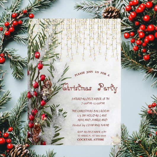 Schneekiefern Branches Lights Company Weihnachten Einladung