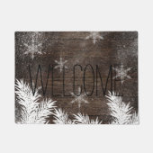 Schneekiefern Braun rustikales Holz Winter Fußmatte (Vorderseite)