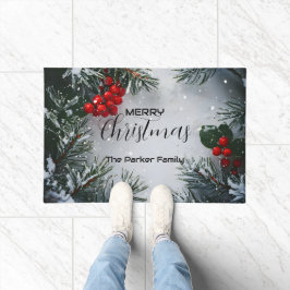 Schneekiefern, Holly Berries, ohne Foto Fußmatte